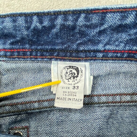 Vintage Diesel Industry Baggy Jeans 33 Blue Denim All Day Comfort Distressed Hem - Picture 6 of 14